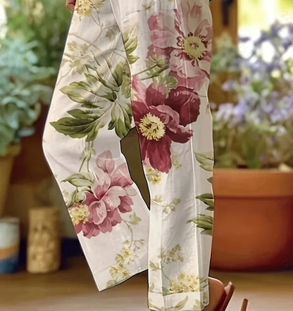 Leinenhose Damen Sommer Elastische Taille Gerades Bein Übergröße Crop Pants Lässige Strandhose mit Taschen