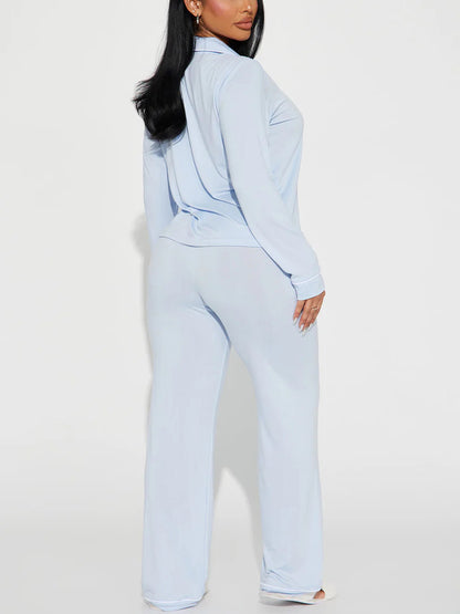 Modal Pajama Set, Long Sleeve Button Down Shirt and Pajama Pants, Sleepwear for Women