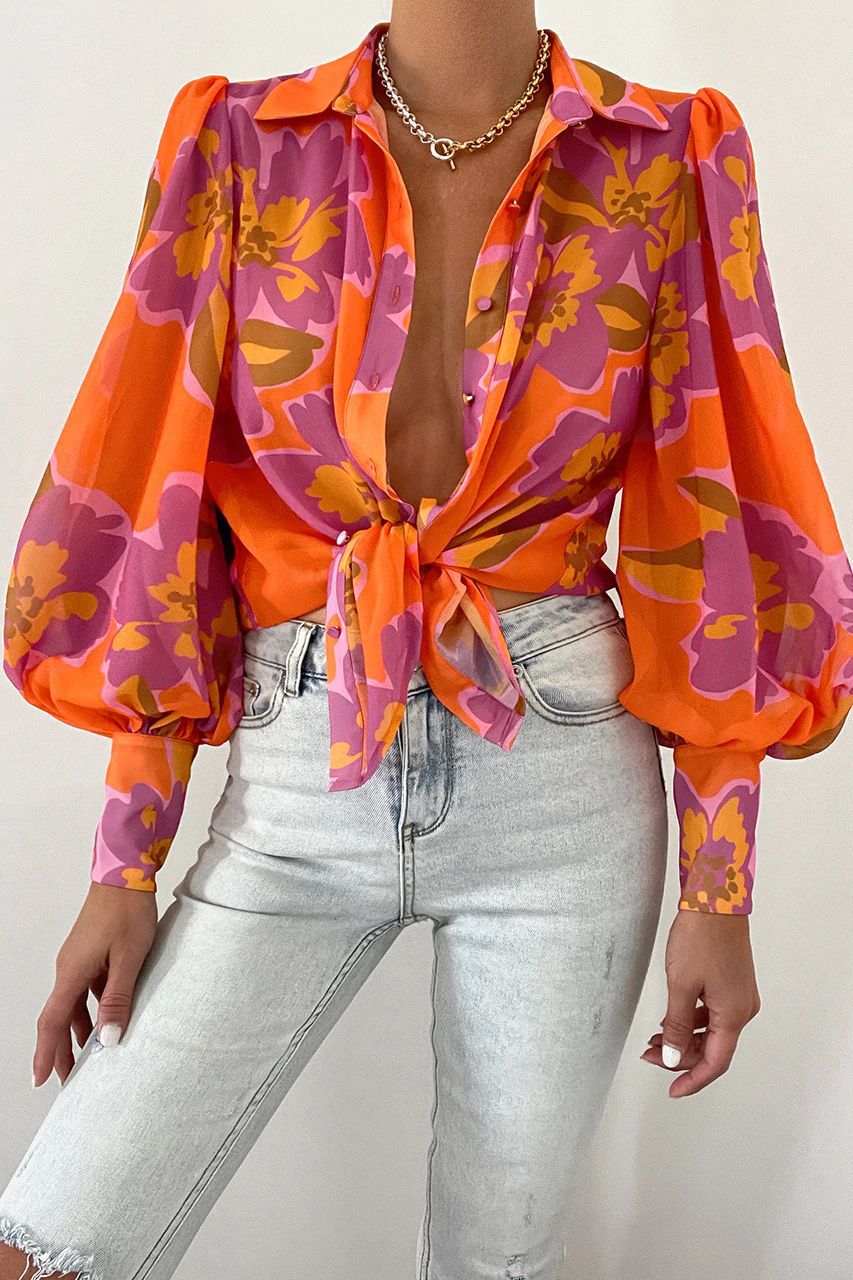 BTFBM Women Fashion Button Down Shirts Lapel V Neck Printed Solid Boho Long Sleeve Blouses Dressy Casual Summer Fall Top