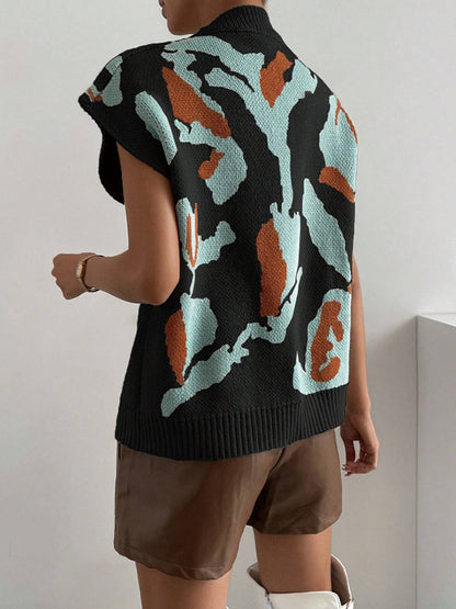 2024 V Collar Women's  printing Sweater  Knitted Vest