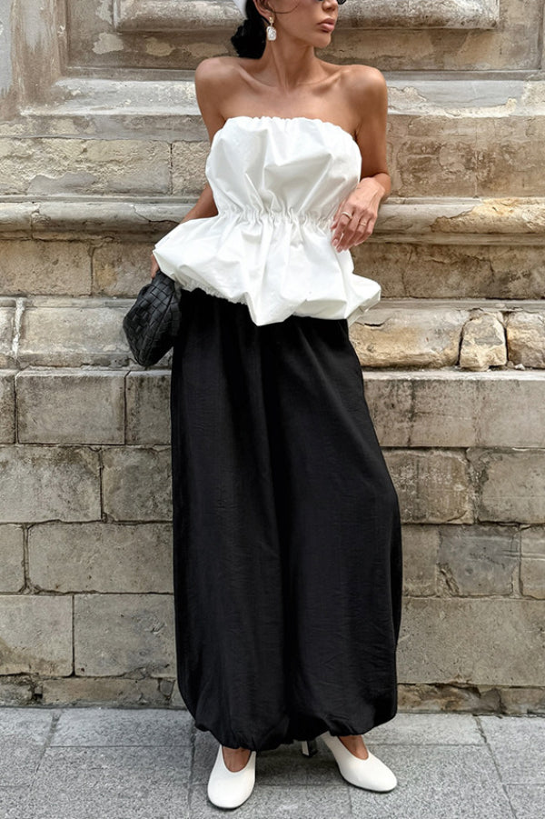 Solid Color Sleeveless Off-shoulder Elastic Waist Strapless Top - Seldom Seen Styles