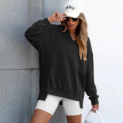 Womens Oversized Sweatshirt V Neck Long Sleeve Tunic Lightweight Pullover 2025 Winter Casual Tops Teen Girl Outfits - Seldom Seen Styles