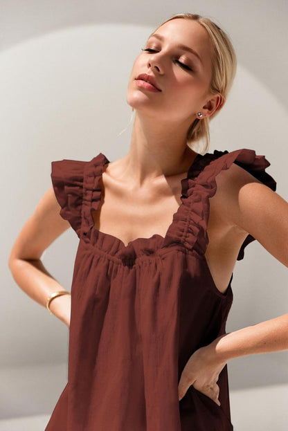 Womens Pajamas Set 2 Piece Ruffle Pj Soft Tank Top and Shorts Sleepwear Set Bridal Pajama for Women Set