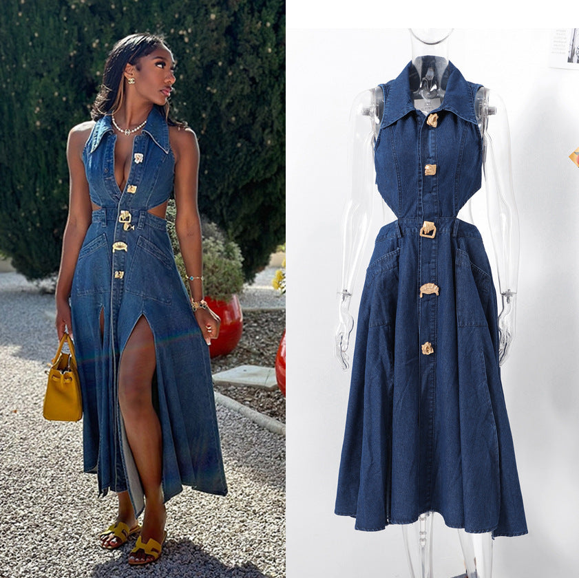 button down Denim dress