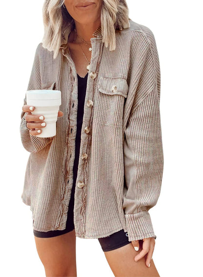 Fall  New Coat Fashion Casual Polo Collar Pocket Stitching Irregular Shirt Jacket for Women