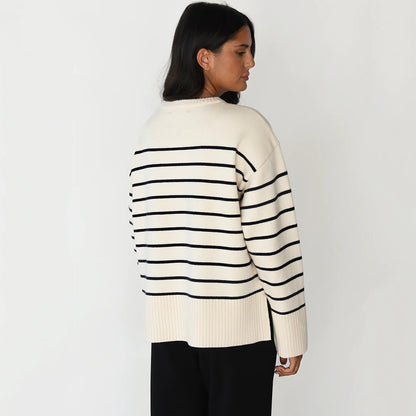 Amazon Cross-Border Supply AliExpress EBay Wish European and American Loose Striped Sweater 21037