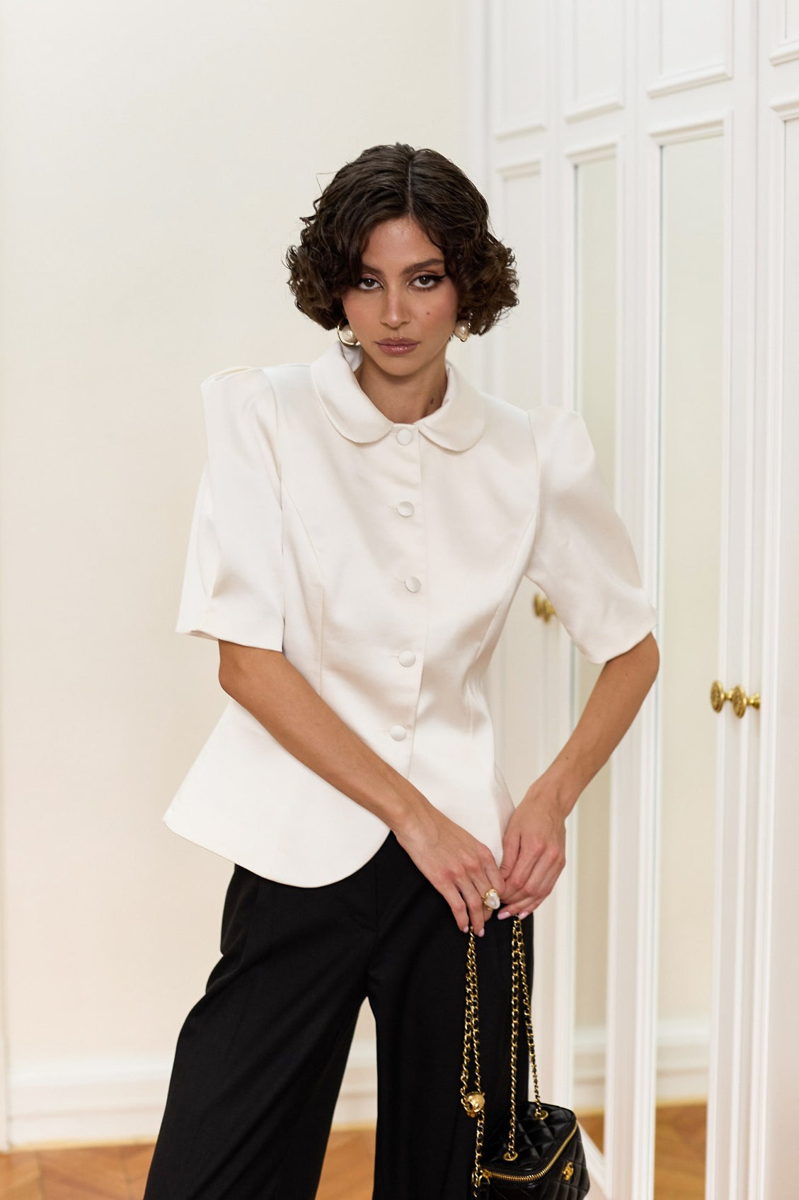 Chic Tie Waist Puff Sleeve Slim Blouse - Seldom Seen Styles