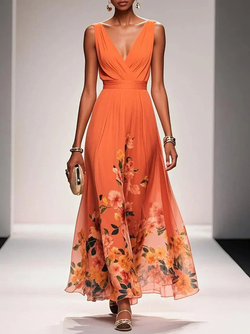 Nevaeh™ | Light Blue Floral Chiffon Maxi Dress - Seldom Seen Styles
