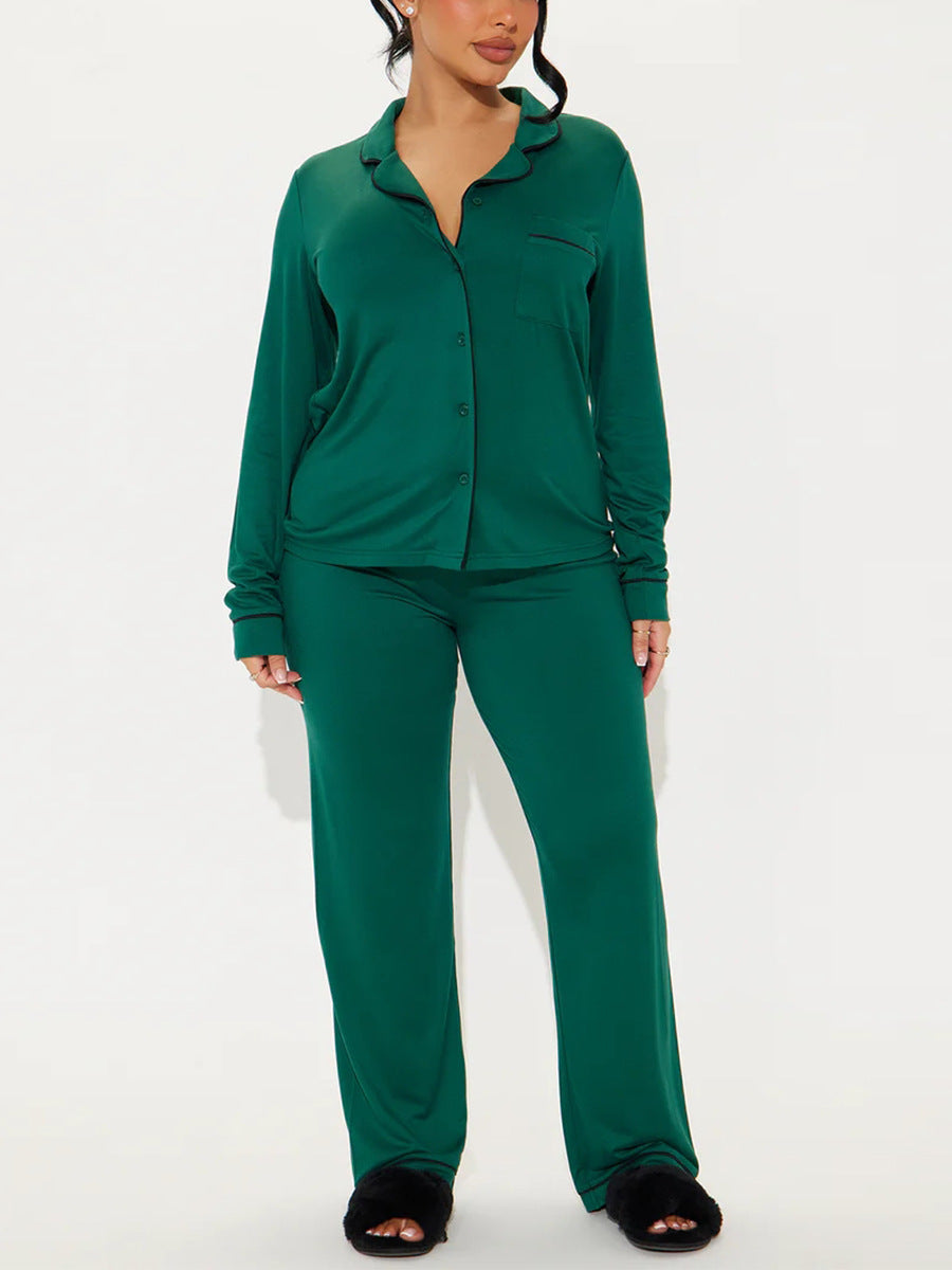 Modal Pajama Set, Long Sleeve Button Down Shirt and Pajama Pants, Sleepwear for Women