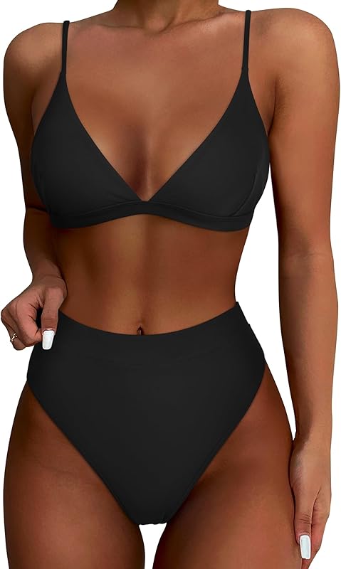 Women High Waisted High Cut Bikini Set Sexy Triangle Two Piece Swimsuits - Seldom Seen Styles