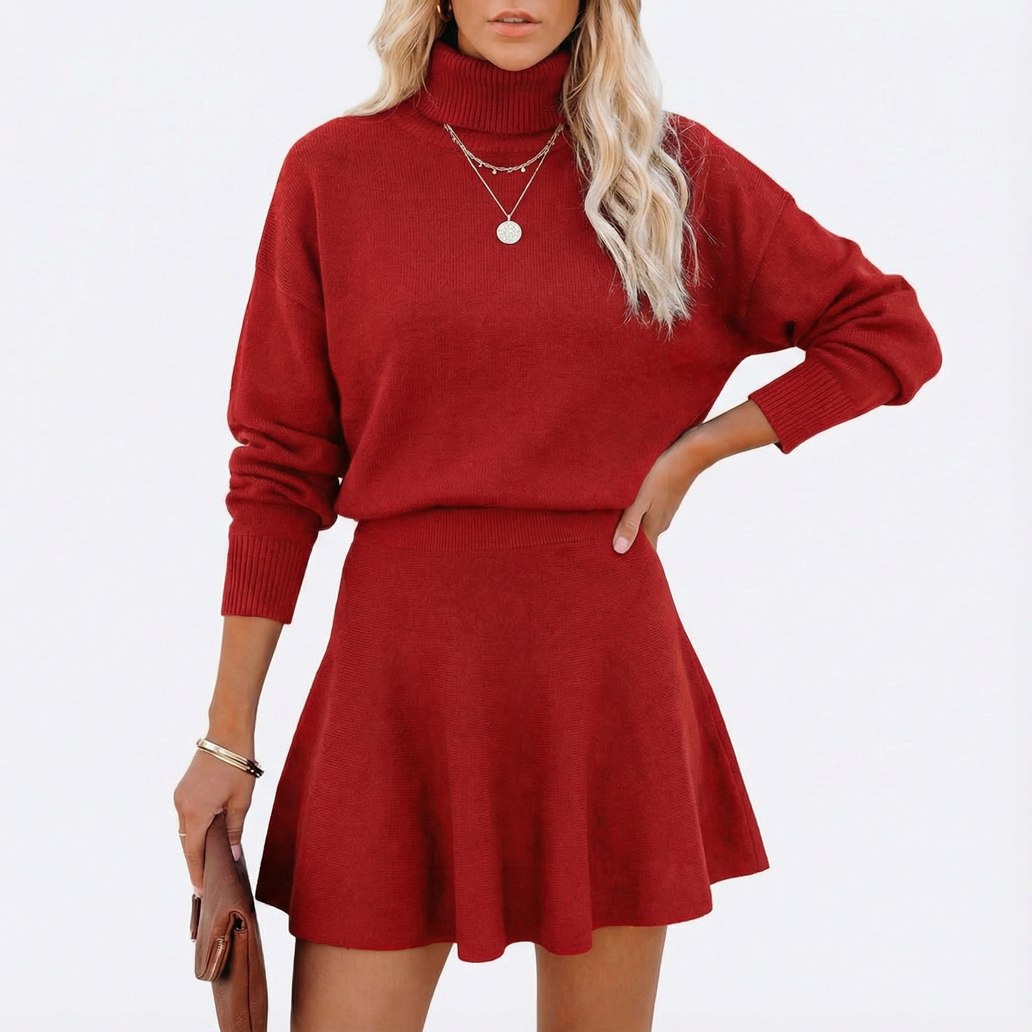 Cozy Knit High-Neck Dress