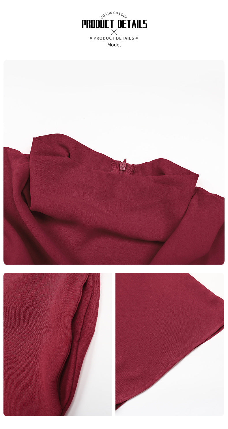 Damen Jumpsuit mit weitem Bein, einfarbig, gerüscht, ärmellos, hoher Halsausschnitt, drapierter Reißverschluss vorne hinten, Spielanzug-Overall, elegant