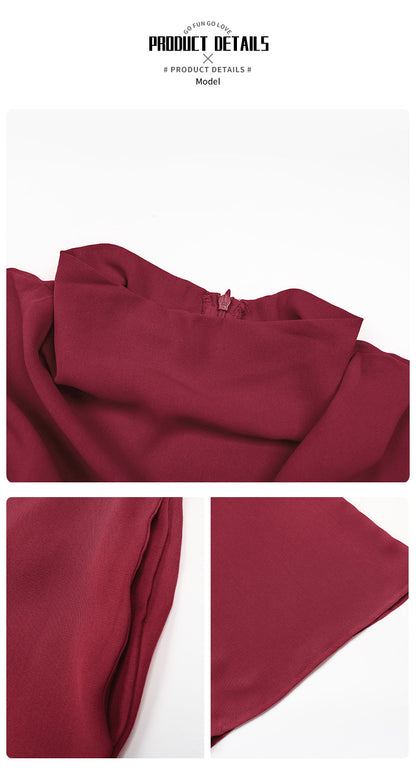 Damen Jumpsuit mit weitem Bein, einfarbig, gerüscht, ärmellos, hoher Halsausschnitt, drapierter Reißverschluss vorne hinten, Spielanzug-Overall, elegant