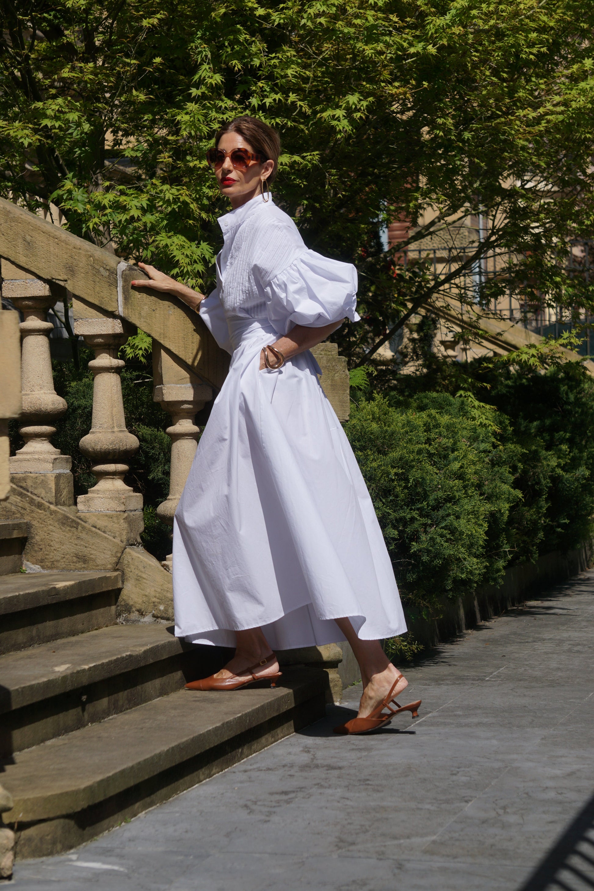 Women's White Maxi Dress Button Up Puff Sleeve Loose Fit Casual Summer Shirt Dress - Seldom Seen Styles