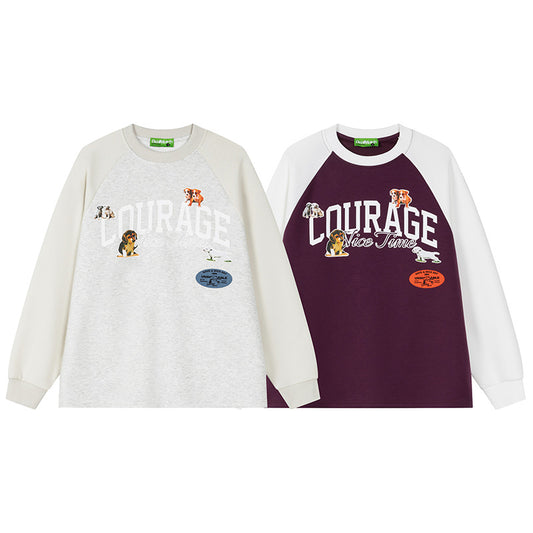 ARGUE CULTURE 'COURAGE' Puppy Raglan Long Sleeve Tee - Seldom Seen Styles