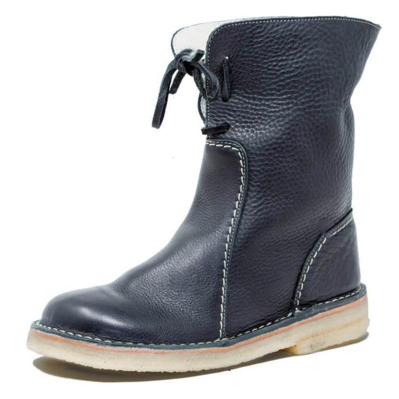 Add velvet lace-up flat bottom plus size casual boots - Seldom Seen Styles