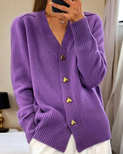 Adele | Cardigan élégant avec boutons cœurs