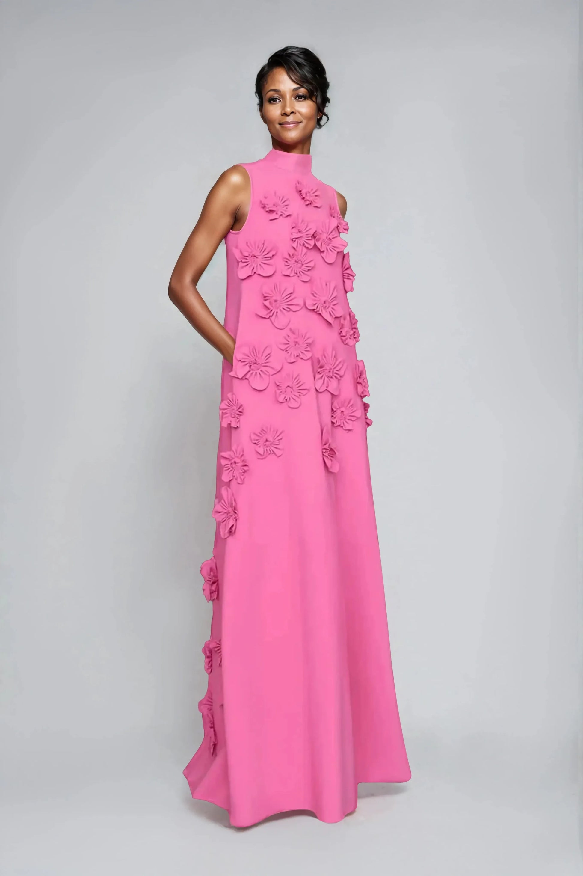 Women's Sleeveless Floral Embellished Maxi Dress Elegant Formal Gown Summer Wedding Guest Evening - Seldom Seen Styles