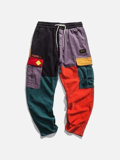 Pantalon en velours côtelé patchwork color block « Back to 90's » Aelfric Eden