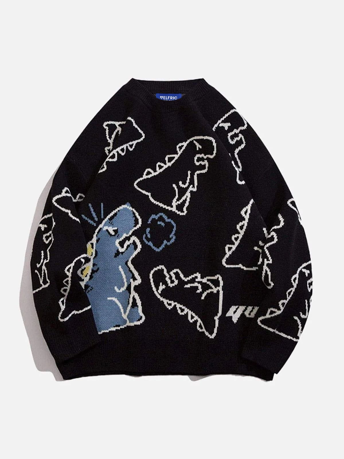 Aelfric Eden Dinosaur Cartoon Graphic Knit Sweater - Seldom Seen Styles