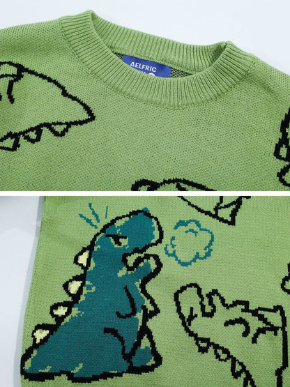 Aelfric Eden Dinosaur Cartoon Grafik Strickpullover