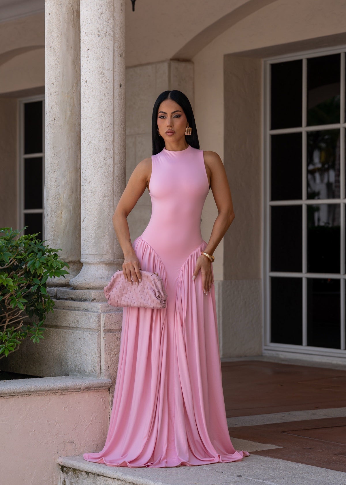 All In Love Ruched Maxi Dress Pink - Seldom Seen Styles
