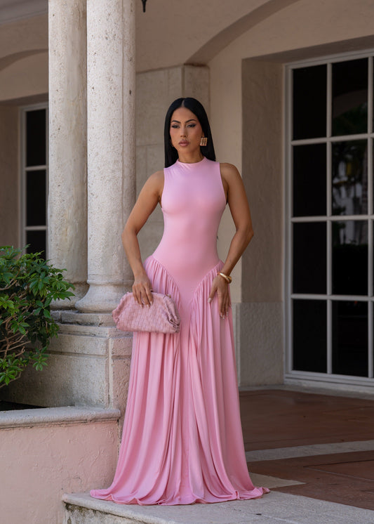 All In Love Ruched Maxi Dress Pink - Seldom Seen Styles