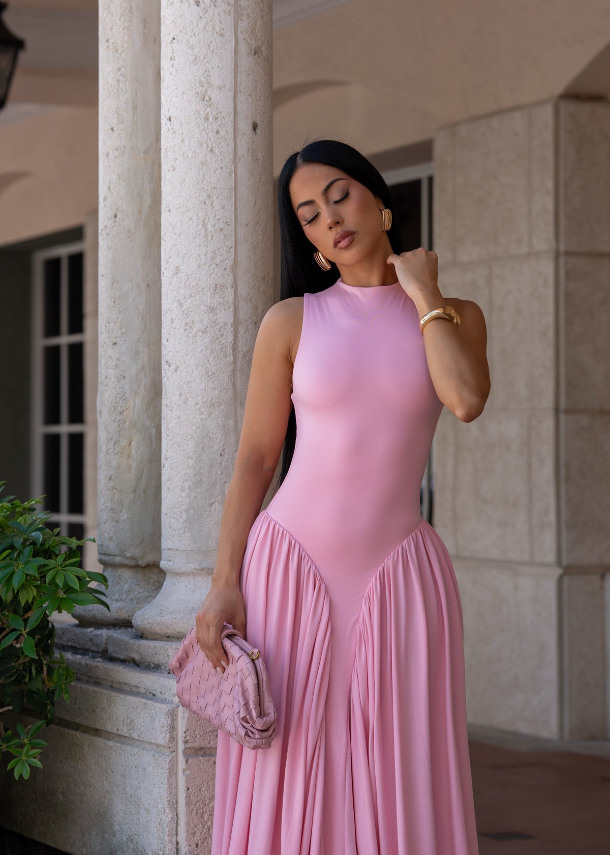 All In Love Ruched Maxi Dress Pink - Seldom Seen Styles