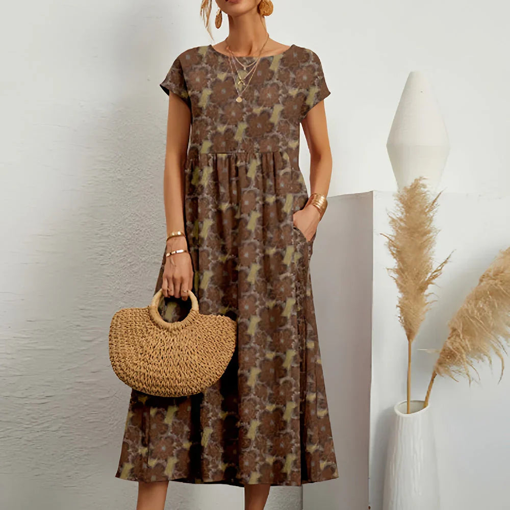 Women’s Cotton Linen Blend Casual Midi Dress - Seldom Seen Styles