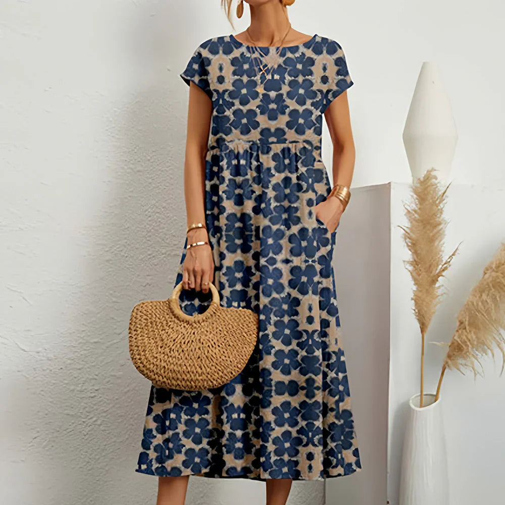 Women’s Cotton Linen Blend Casual Midi Dress - Seldom Seen Styles