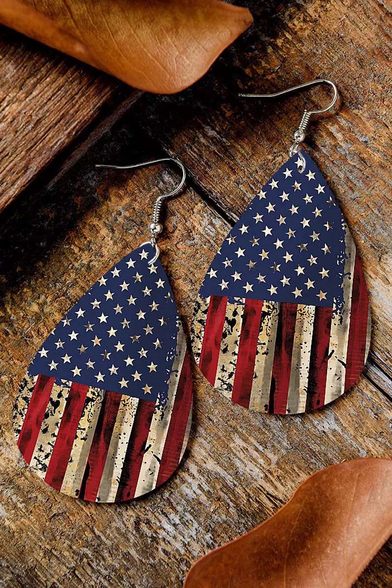 American Flag Star Water Drop Earrings - Seldom Seen Styles