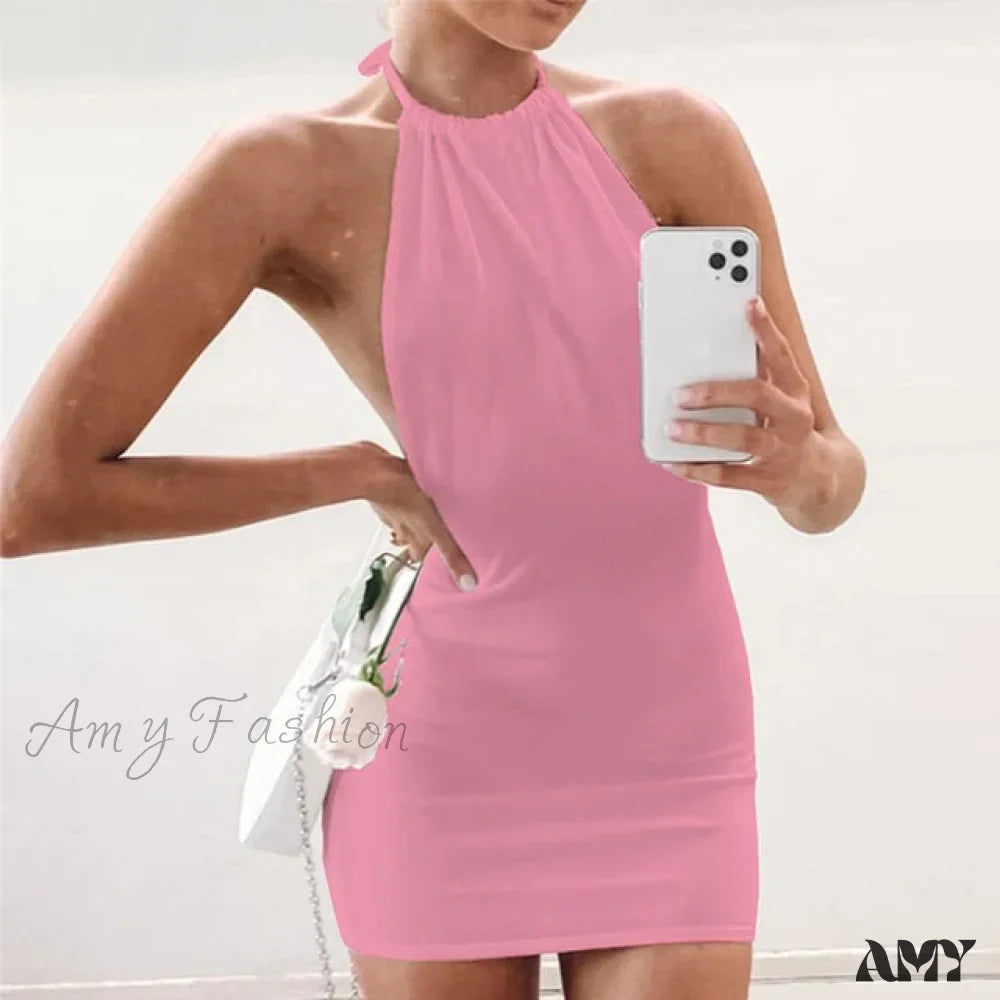 Amy Fashion - Sexy Skinny Hollow Out Backless Mini Dresses - Seldom Seen Styles
