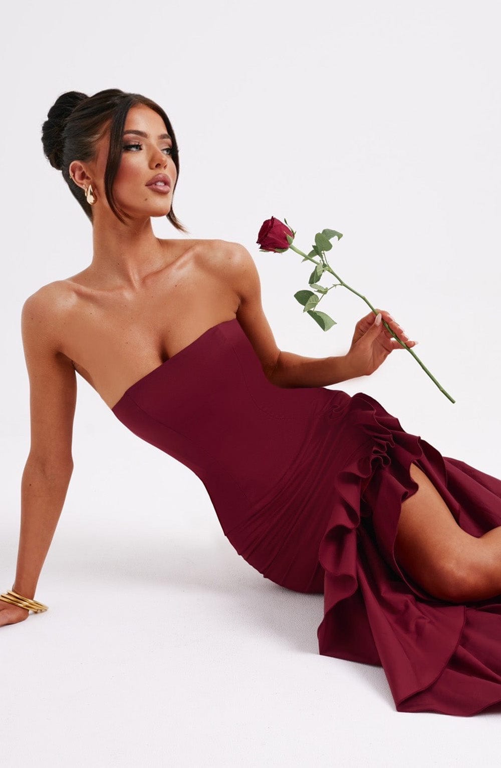 Angelina Maxi Dress - Burgundy - Seldom Seen Styles
