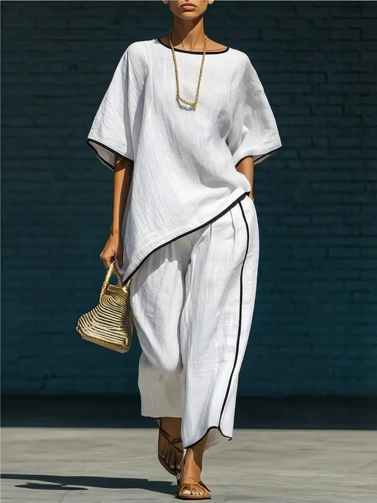 Anila Linen Cropped Pant Set - Seldom Seen Styles