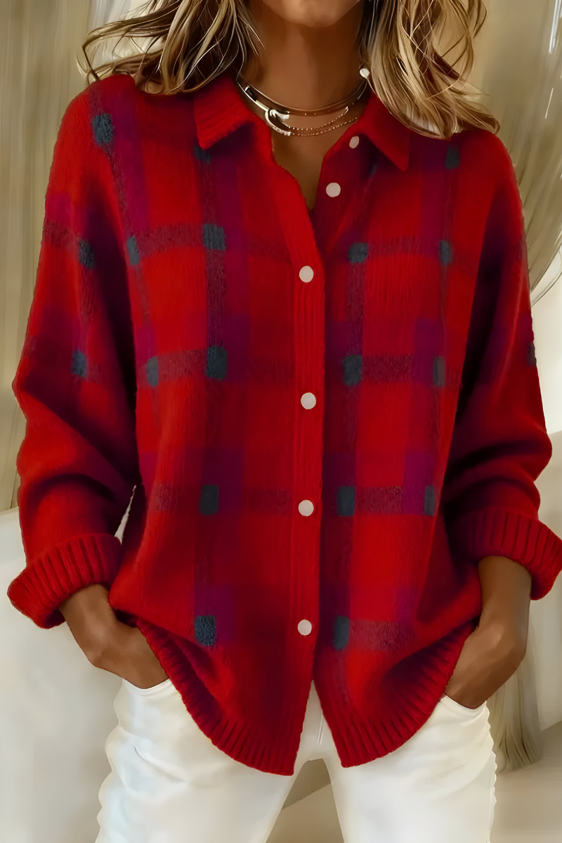 Anna Cardigan en Tricot Doux à Carreaux - Seldom Seen Styles