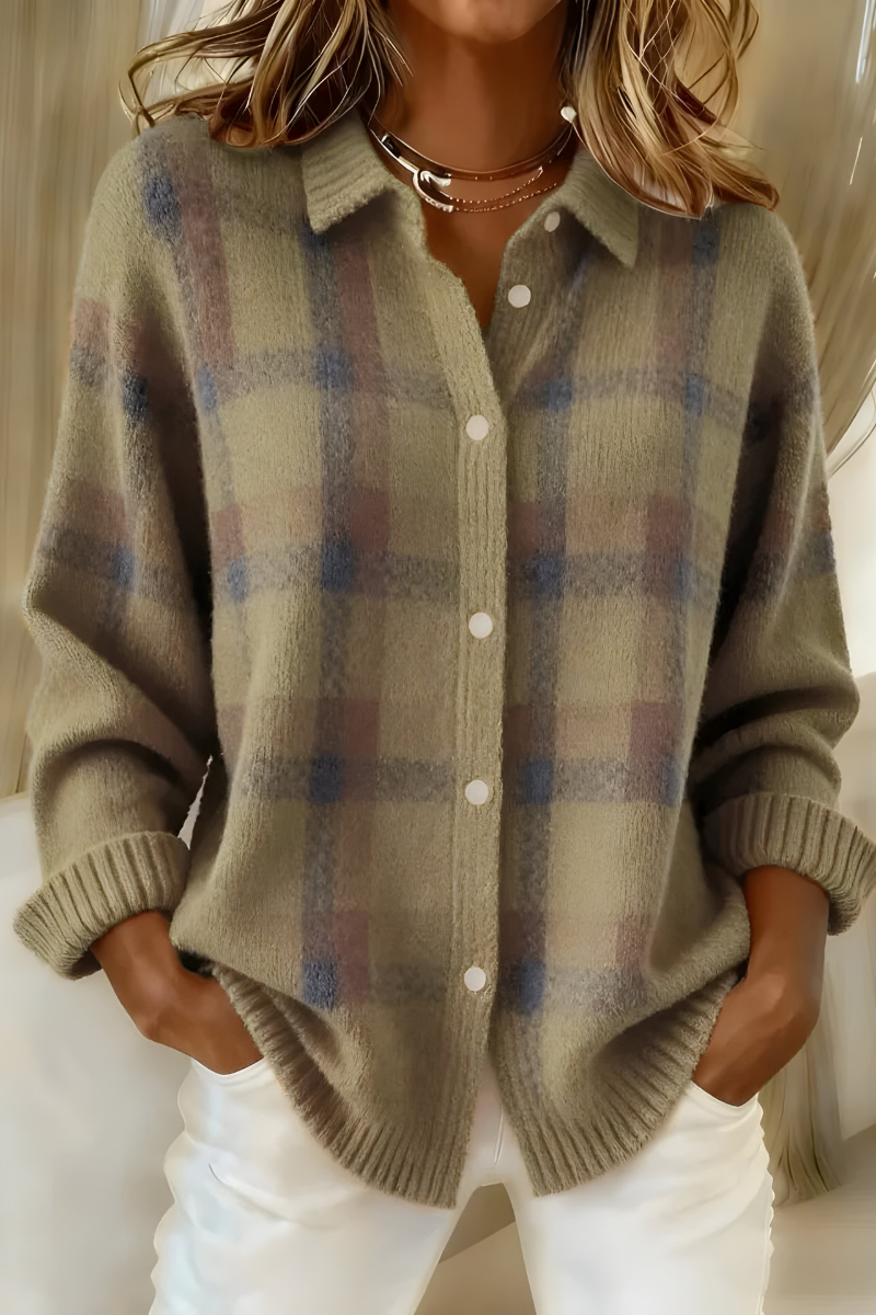 Anna Cardigan en Tricot Doux à Carreaux - Seldom Seen Styles