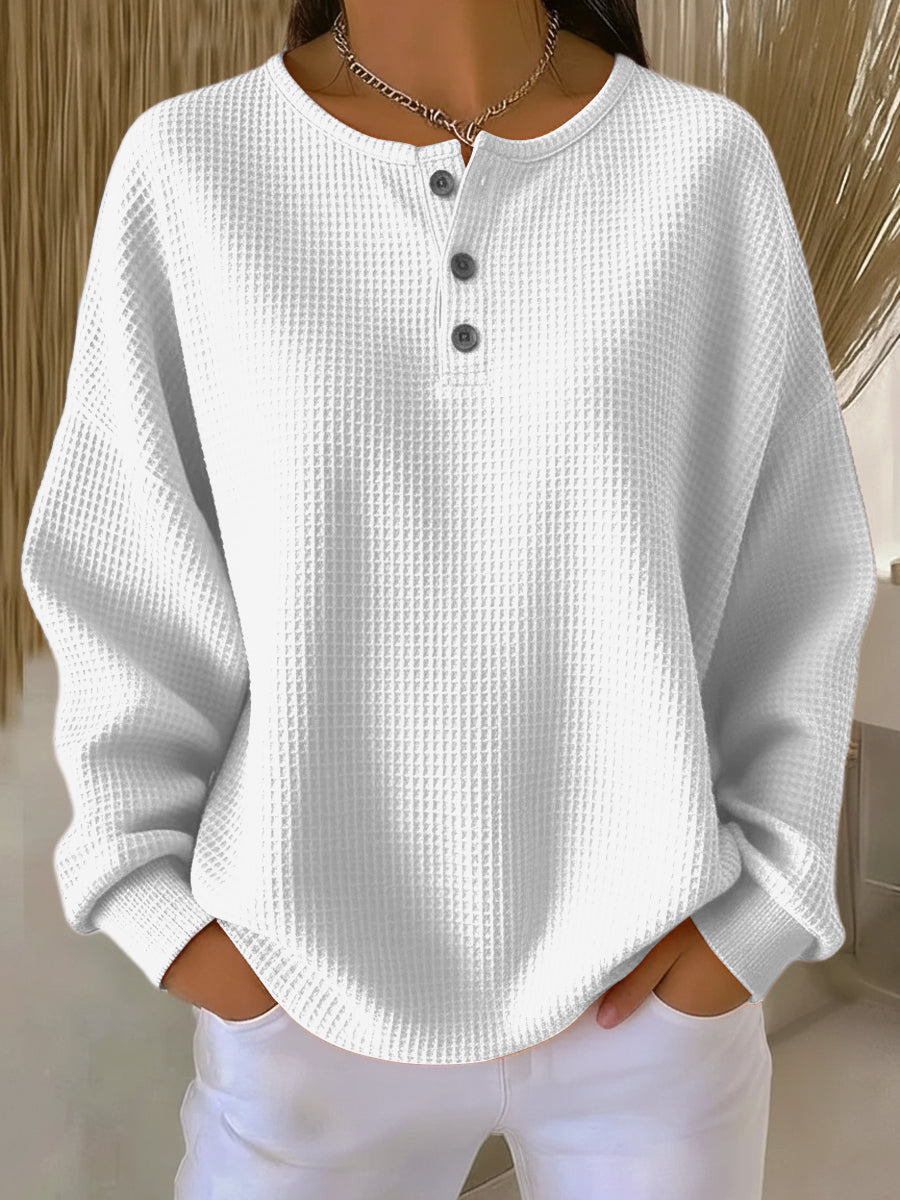 Anne | Cozy Waffle Knit Henley - Seldom Seen Styles