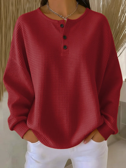 Anne | Henley en tricot gaufré douillet