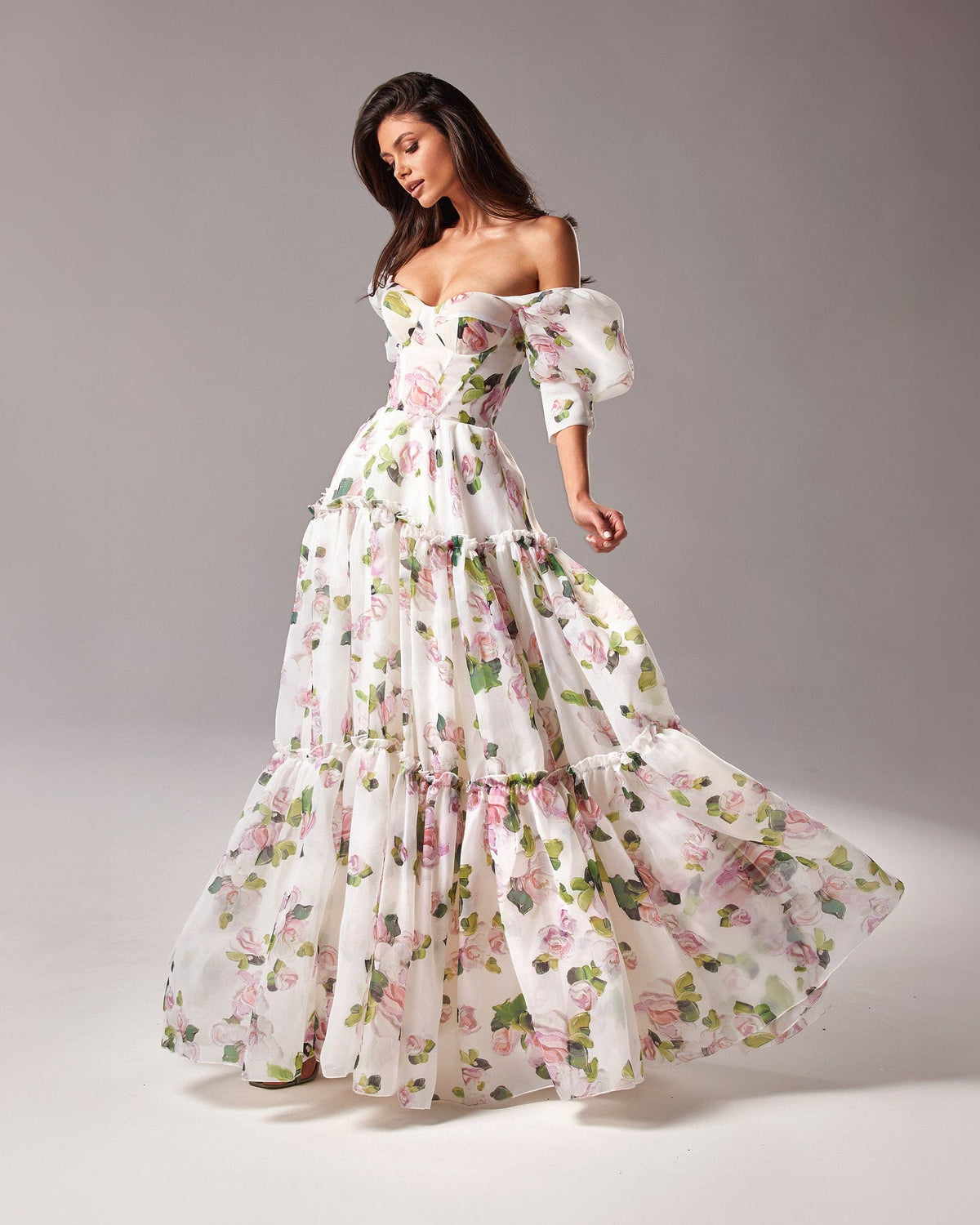 Apple Blossom Feminine voluminous sheer sleeves dress - Seldom Seen Styles