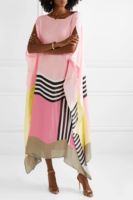 Aria | Women's Caftan Dress Geometric Print Batwing Sleeve Maxi Dress - Seldom Seen Styles