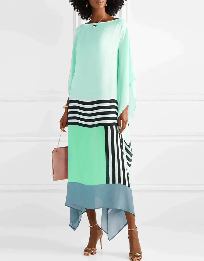 Aria | Women's Caftan Dress Geometric Print Batwing Sleeve Maxi Dress - Seldom Seen Styles