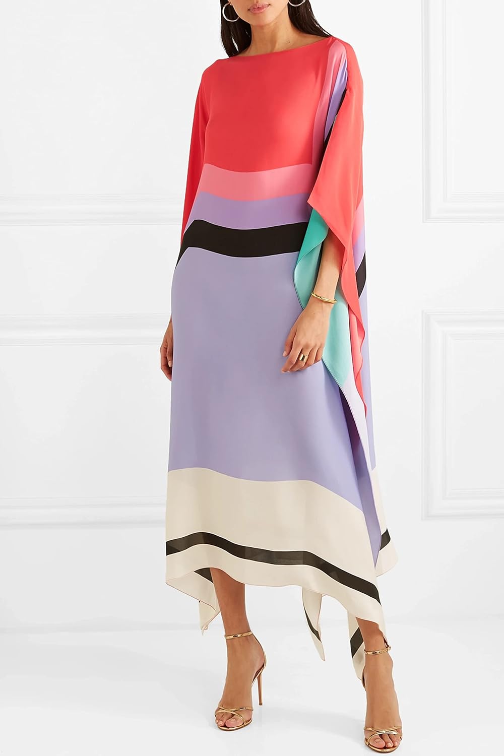 Aria | Women's Caftan Dress Geometric Print Batwing Sleeve Maxi Dress - Seldom Seen Styles