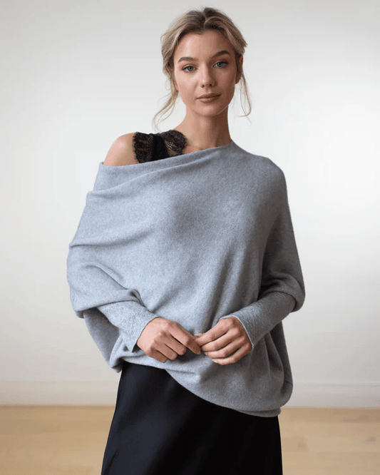 Asymmetrical Off-Shoulder Draped Knit Sweater for Women - Seldom Seen Styles