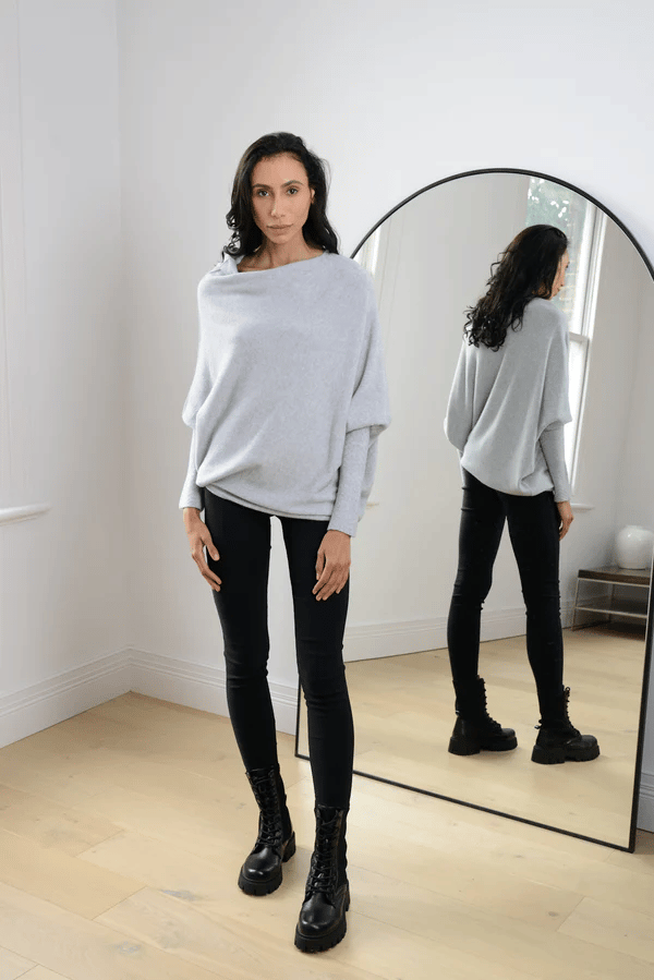 Asymmetrical Off-Shoulder Draped Knit Sweater for Women - Seldom Seen Styles