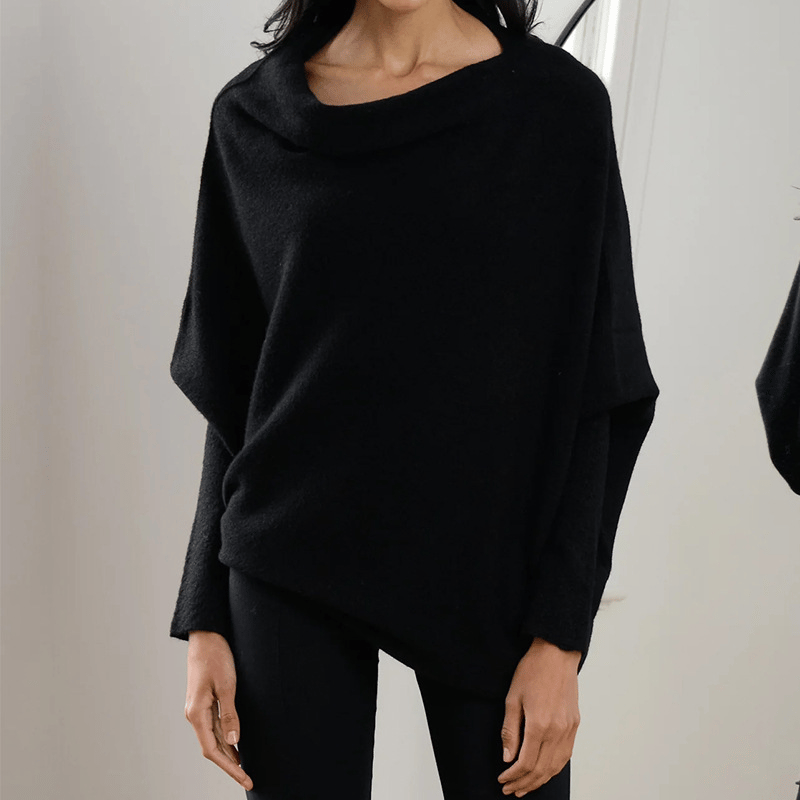 Asymmetrical Off-Shoulder Draped Knit Sweater for Women - Seldom Seen Styles
