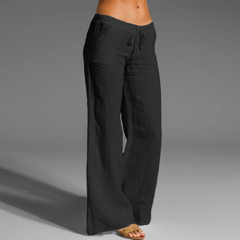Ladies retro linen trousers casual elastic pants - Seldom Seen Styles