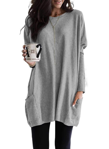Chicbeautyy Damen leichtes Langarm-Tunika-Top