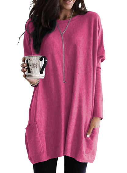 Chicbeautyy Damen leichtes Langarm-Tunika-Top