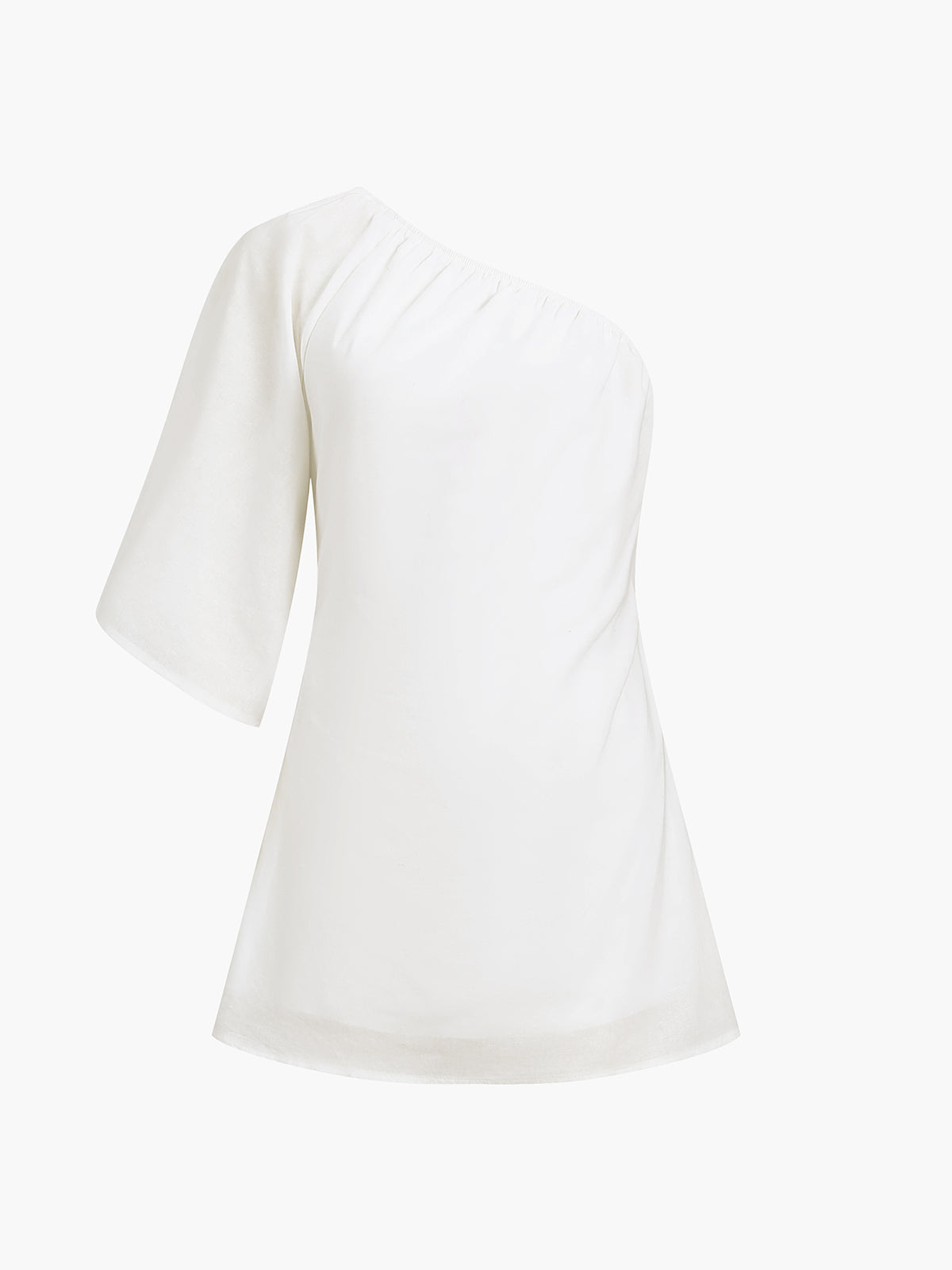 Aegean Cotton Linen One Sleeve Short Dress - Seldom Seen Styles