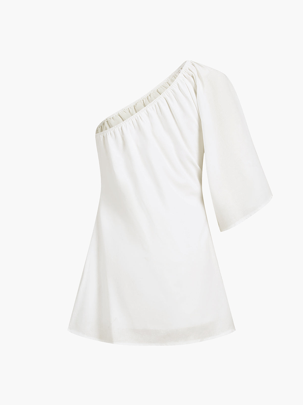 Aegean Cotton Linen One Sleeve Short Dress - Seldom Seen Styles